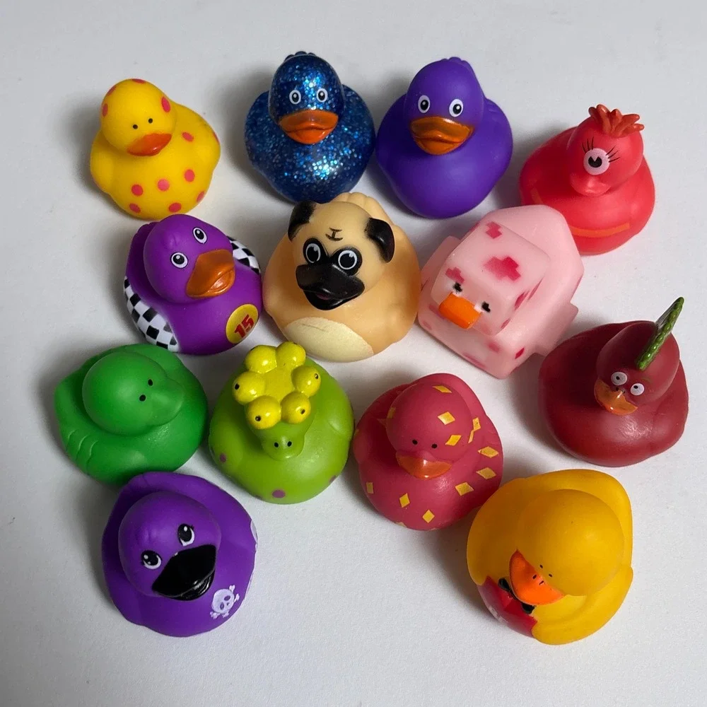 Rubber Ducks Lot of 12 Multicolor Pug Pirate Pixel Pig Skull Be Mine Cyclops Toy
